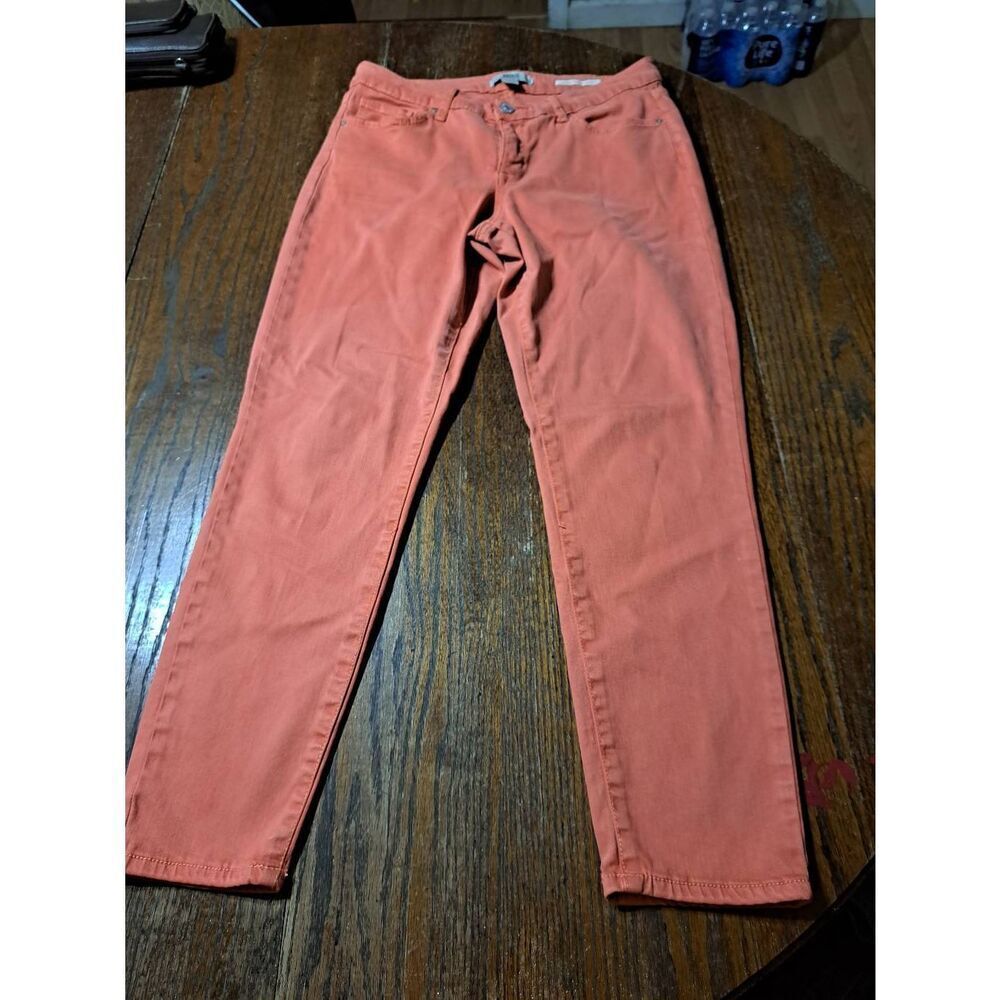 Missy 10R Vintage America Blues Peach Coral Denim Jeans Boho Skinny Ankle Pants
